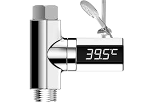 Kylewo Termometro da Bagno con Display a LED, contatore dell'Acqua, LED Termometro per Doccia Digitale a 5-85 Gradi Flusso d'Acqua in Tempo Reale Monitoraggio della Temperatura con Schermo a 360 Giri