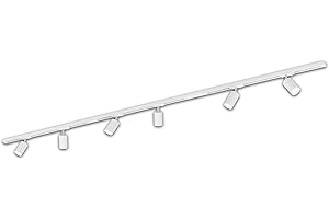 BRILONER - Sistema de rieles juego completo, 6x GU10 spots orientables, alimentación, sistema de rieles de techo, riel para proyectores, lámpara de techo, lámpara de techo, proyector, 2,25m, blanco