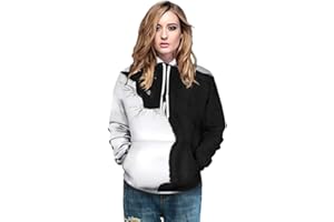 FANSU Unisexe Femmes Sweats à Capuche Pull à Manches Longues Hiver Sweat-Shirts 3D Hoodies, Loup Animal Tigre Impression 3D