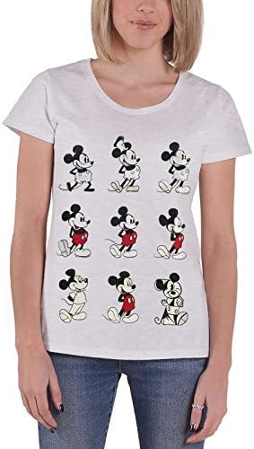 Mickey Mouse T Shirt Disney Logo Evolution Official Womens Grey Skinny Fit 12