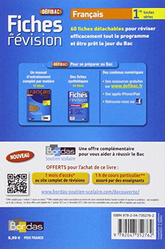 Book's Cover of DéfiBac - Fiches de révision - Français 1res