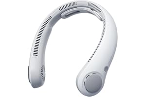 JISULIFE Tragbarer Nackenventilator, Nackenstütze Persönliche Hände frei, 5-Gang-Getriebeeinstellung, 5000 mAh, tragbar, wiederaufladbar, Geschenke für Frauen und Männer – Nebelgrau