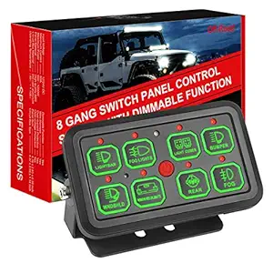 Moso LED 8 Gang Switch Panel Automatic Dimmable, Universal Circuit Control Relay Waterproof System Box Universal Slim Touch Panel with Harness and Label Stickers for Truck Boat ATV UTV SUV Car