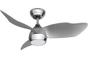 Ovlaim Ventilatore da soffitto moderno da 91.5CM con illuminazione a LED e telecomando, motore DC a risparmio energetico, silenzioso, adatto per l'estate e l'inverno - Argento