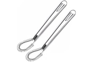 WNV 2 Pack Mini Hand Whisks, Small Whisk Hand Whisk Egg Whisk Spring Coil Wire Egg Beater for Cooking, Baking, and Coffee Milk Mixing