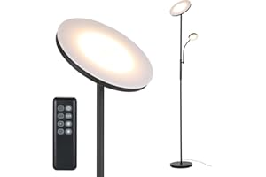 Lampadaire sur Pied Salon, Tomshine Lampadaire LED Dimmable en continu, Lampadaire Télécommande, Réglage Continu de la Températures de Couleur, Lampe sur Pied pour Salon, Chambre, Bureau, 30W