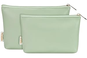WANDERING NATURE Mała kosmetyczka, mała kosmetyczka, do torebki, 2 sztuki, mała torebka na makijaż, ze skóry PU, 2 sztuki, z zamkiem błyskawicznym (zgłoszona opatentowana), zielony