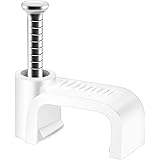 ERKXD Flat Cable Clips White 100 Pcs for Cat6 Cat7 Ethernet Cable Clips to Wall with Steel Nails 10mm 12mm Cord Holder (12mm)