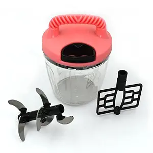 DeoDap Kitchen 2 in 1 Vegetable & Dry Fruit Quick & Efficient Square Handy Chopper - 1000 ml (Multicolor)