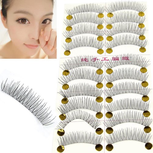 Ardisle Reusable 10 Pairs Handmade Fake False Eyelash Transparent Stem Beauty Natural Look Lashes