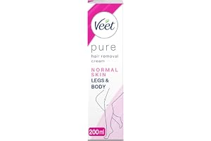 Veet Pure Hårborttagningskräm för normal hud, ben och kropp, 200 ml – med återfuktande egenskaper