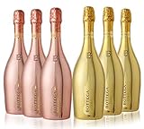 Serviertemperatur: 4-5 °C Bottega Gold Prosecco Doc Brut NV und Bottega Gold Rose Doc NV- 6 x 0.75 l