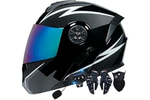 BYROADS Casque Moto Modulable Homologué ECE Homme Et Femme Bluetooth Flip Up Casque Moto avec Double Visière pour Anti-Collision Casque Scooter Casque Integral Modulable pour Locomotive