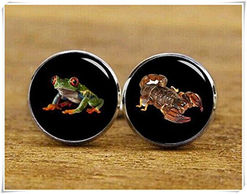 frog cufflinks, scorpion cufflinks, custom insect cufflinks