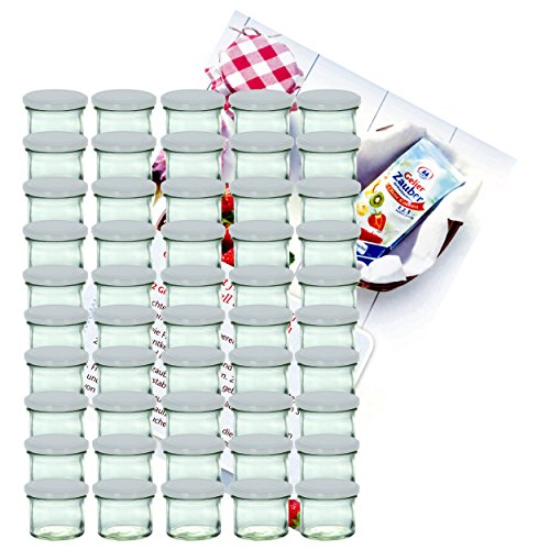 75er Set Sturzglas 125 ml Marmeladenglas Einmachglas Einweckglas To 66 weißer Deckel incl. Diamant-Zucker Gelierzauber Rezeptheft