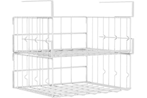 JINCHELLE 2 Pezzi Cesto Portaoggetti Pieghevole, Scaffale Sotto Cabinet Pieghevole Metallo Cestino da Appendere per Cucina, Armadio, Dispensa, Ufficio, Bagno, libreria (Bianco)