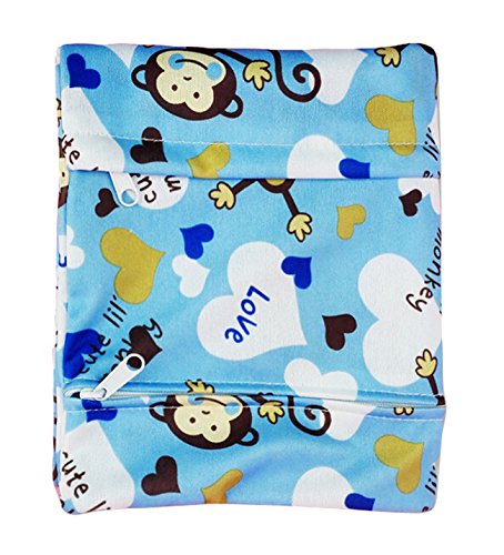 KingWinX Baby Waterproof Reusable Cloth Diaper Bag, Pattern Blue Monkey