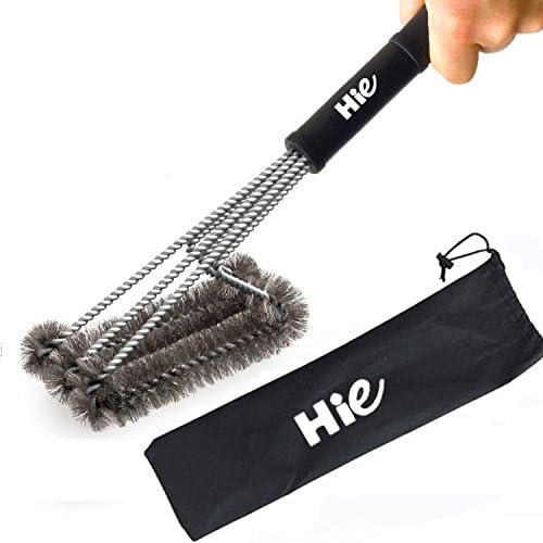 BBQ Grill Brush 18" Long 3 Stainless Steel Bristle Brushes in 1- Hie Best Heavy Duty Barbecue Grill Cleaner Tools, Perfect for Char Broil, Weber, Porcelain, Gas, Electric and Infrared Grills