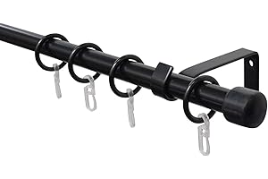 Gardinia 32882 - Juego de Barras de Cortina, 1 Tapa, Juego Completo, Incluye Material de fijación, Longitud 130-240 cm, Metal/plástico, Negro