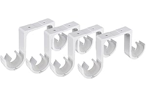 HOMIECO 4 Piezas Soportes para Barra de Cortina Doble de Alta Resistencia Soporte Barra Techo Soporte de Poste de Cortina de Metal con Tornillos para Casa Cuarto Oficina Ventana … (blanco)