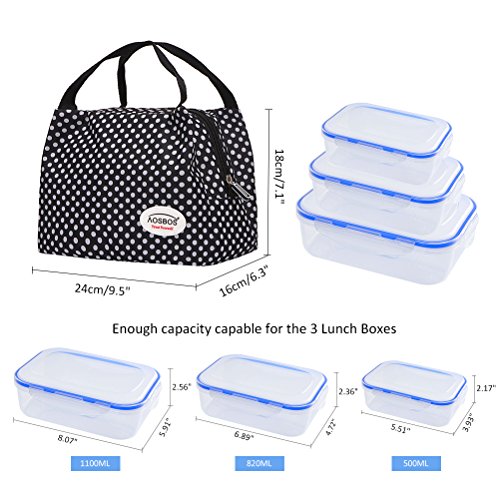 Aosbos Leichte Kühltasche Lunch Tasche Isoliertasche zur Arbeit und Schule gehen 6 Liter, 24,1 x 15,2 x 17,11 cm - 2