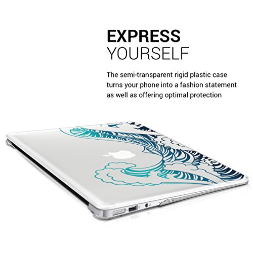 kwmobile Crystal Hülle für Apple MacBook Air 13″ (ab Mitte 2011) Hard Case – dünne durchsichtige transparente Schutzhülle Cover Tasche Wellen Design Blau Dunkelblau Transparent - 4