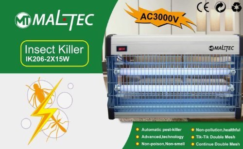 Insektenlampe IK206 Insektenvernichter (30 Watt) - Elektrische Lichtfalle mit Profi-Schutzsystem gegen Insekten - Insektenschutz