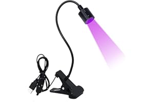 INTOBAS 5W Lampe UV Ongles Gel,Lampe UV Sèche Ongles pose Americaine,Lampe à Ongles pour Colles Ongles en gel,Lampe UV Ultraviolette Professionnel avec Clip Rotative à 360