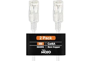 Tecmojo 5m 2 Stycken CAT6A UTP, 10-Gigabit Ultratunn Ethernet-patchkabel, LAN-nätverkskabel, LSZH RJ45