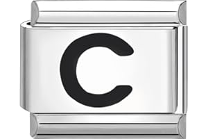 papasgix Italian Charms Black Letter A-Z Charm Link fits All 9mm Bracelet Retro Personality Charms Bracelets Accessories