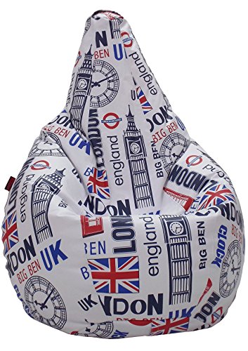 loconfort Puff de pera Adulto XL Polipiel Estampada Big Ben (85x85x135)