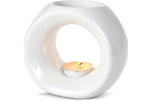 UAYNFY Duftlampe für Ätherische Öle,Räucherstövchen Keramik Weißer,Diffuser Ätherische Öle,Duftlampe Teelicht,Weihrauchbrenner für den Innenbereich, das Büro und Yoga