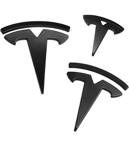 Emblème Logo Tesla Model Y 2020-2024 - Autocollant 3D Noir Pour Calandre, Capot, Coffre - Sticker Modification Auto