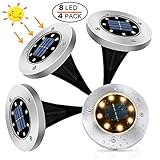 ♻ ¡No te las pierdas --- Con la llegada del buen tiempo, se tiende a disfrutar más del exterior del hogar. Si tienes de un jardín o una terraza, no os perdáis estas Luces Solares LED para disfrutar del jardín o la terraza al anochecer. Es un tipo de proyector empotrable especialmente indicado para exteriores. Las luces para suelo LED usan como fuente luminosa 8 LEDs SMD 5050, ilumina con luz de cálido cualquier estructura arquitectónica, resaltando su ubicación y decorándolo.