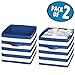 Produktbild mDesign Aufbewahrungsbox für Spielzeug - Stoffkiste für Kinderzimmer oder Schlafzimmer - Spielzeugkiste mit Griffen - marineblau/weiß - 2er-Set