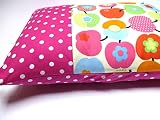Kissenhülle Babykissen 30 X 40 cm „Apfel Pink Orange Grün Punkte Pink-Weiß“ Eule Vögel Vogel Kissenbezug für Kissen 100 % Baumwolle BW Kinderzierkissen Mädchen Jungen von TryPinky Handmade - 2