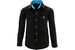 GILLSONZ A4vDa Kinder Party Hemd Freizeit Hemd bügelleicht Lange Arm mit 9 Farben Gr.86-158