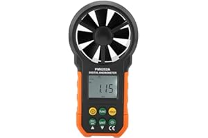 WALFRONT Anemómetro digital de mano PM6252A medidor de velocidad del viento, medidor de volumen de aire, con pantalla LCD retroiluminada para windsurf, cometa, volar, navegar, surf, pesca