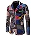 Produktbild LOLIANNI Herren Blazer Printed Herrenmode Cardigan Jacke Langarm Druckmantel Männer Herrn Elegante erreichte Revers Business Casual Slim Fit Blazer Sakkos, Business, Freizeit