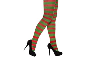 labreeze Women Elf Santa’s Miss Santa Striped Tights Christmas Xmas Novelty Fancy Dress