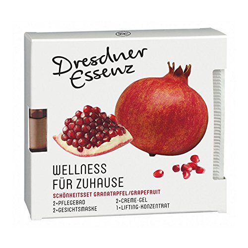 Dresdner Essenz Wellness für Zuhause Pflegeset Granatapfel/Grapefruit Pflegebad Gesichtsmaske Creme-Gel Lifting Konzentrat