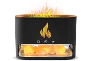 DAJASD Diffusore di aromi con effetto fiamma, diffusore a 6 colori, effetto fiamma per oli essenziali, diffusore di aromi con salt, spegnimento automatico/silenzioso, diffusore per oli essenziali