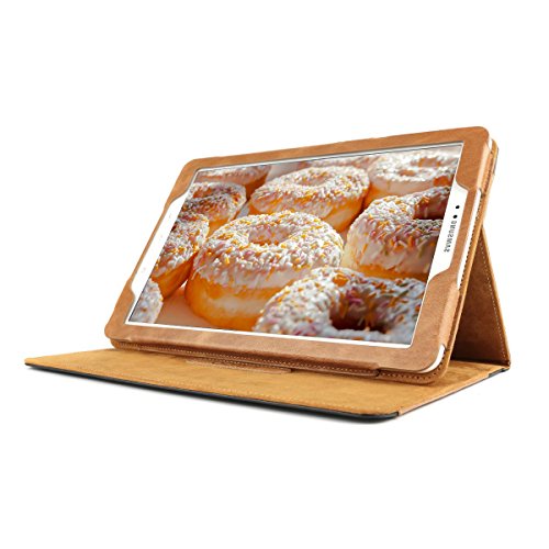 Samsung Galaxy Tab A 10.1 mit S Pen Fall, kvago Premium Echt Leder Schutzhülle mit Ständer Feature Big Card Slot Cash Inhaber Folio Flip Cover für Samsung Galaxy Tab A 25,7 cm 2016 sm-p580 P585 S Pen Version (Galaxy Tab A6 10.1) braun braun