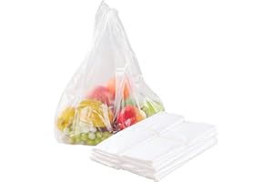 SIEBOLD 100 pz Sacchetti Trasparenti in Plastica con Manici Gilet Stile Sacchetti Buste per Spesa Nuovi Materiali riutilizzabile Versione addensata - 40 * 60cm