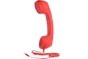 BAGIMA Vintage Retro Telefonhörer Handy Retro Classic 3,5 Mm Telefonhörer Mic Telefonanrufempfänger für Smartphone (Rot)