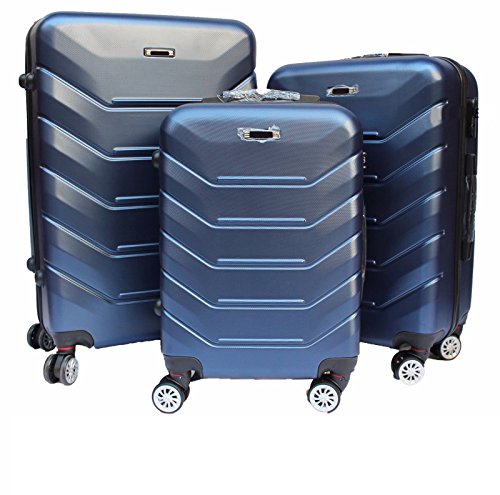 CONJUNTO DE 3 CAJAS DE ABS R&Iacute;GIDAS + POLICARBONATO CON 8 RUEDAS ALKA TRAVEL '(AZUL)
