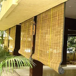 S N Craft Bamboo Chick Blind/Curtain for Outdoor Balcony/Window (Beige, 3 Feet Width X 5 Feet Height)