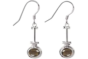 STERLING SILVER JEWELRY 2.35Cts Southwestern Style 925 Silver Plated Oval Shape Natural Gemstones Earrings For Women, Handmade Bohemian Dangle Earrings