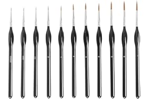 QIJIEFENCC 11 Stück Pinsel Set,Pinsel Set Malen,Feine Detail Pinsel für Acryl Aquarell Modellbau,hochwertige Miniatur Pinsel,für Malerei Ölfarben Körperbemalung Nägel,Schwarz