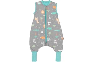 SCHLUMMERSACK Slumbersac Sacco nanna con piedini bambini 1 Tog 70 cm Safari I Sacco nanna con gambe per dimensione del corpo 70-80 cm | Sacco nanna cotone leggero